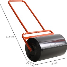 Outsunny Praktyczny Wał Ogrodowy, Ręczna Rolka do Traw, Wał do Trawy, Wałek Ogrodowy, Elastyczny, ze Stali, 58Dł x 32,5S x 113W cm, Czerwony