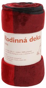 Koc rodzinny Karo czerwono-czarny, 200 x 300 cm