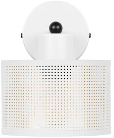 Biały kinkiet jednopunktowy z białym abażurem WD-BE-1010WE-WE