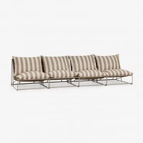 Amaro 4-częściowa Modułowa Sofa Ogrodowa Kremowa Tapioca - Mokka Brąz - Sklum
