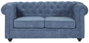 Kanapa 2-osobowa z niebieskiej tkaniny CHESTERFIELD