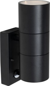 Kinkiet zewnętrzny czarny 2-punktowy AR70 z czujnikiem ruchu - Duo