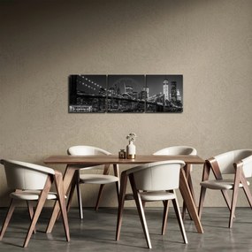 Obraz mostu Brooklyn Bridge w Nowym Jorku (z zegarem) (90x30 cm)