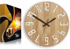 Zegar na ścianę nowoczesny drewniany z dużymi cyframi okrągły cichy loft