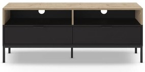 Czarna szafka pod TV w dekorze dębu 140x55 cm Marion – Marckeric