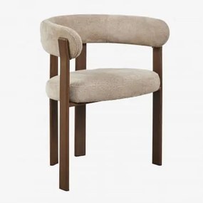 Zestaw 2 Tapicerowanych Krzeseł Jadalnianych Z Podłokietnikami I Metalową Ramą Jolie Brązowy Ciemny Drewno & Brązowa Szenila Pszeniczna - Sklum