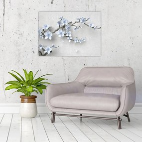 Obraz na szkle niebieskich kwiatów (70x50 cm)