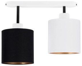 Lampa sufitowa biała dwupunktowy spot z czarno-białymi abażurami C-330