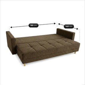 Sofa z Funkcją Spania LONAR Brązowa Boucle Nowoczesna