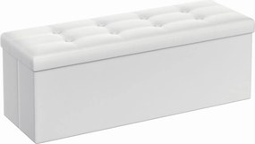 Biała pufa skórzana z guzikami C1-P37
