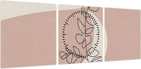 Obraz - Boho leaves N⁰2 (z zegarem) (90x30 cm)