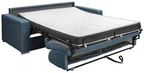 Kanapa 4-osobowa z ekspresowym mechanizmem rozkładania z weluru CALITO - Granatowy - Wymiary miejsca do spania: 160 cm - Materac 14 cm z pamięcią kształtu