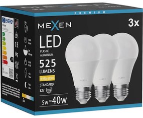 Mexen Nova 3x żarówka LED E27, A60, 5W, Ciepła - 3000K, 525 lm - L100-E27-0530-01x03