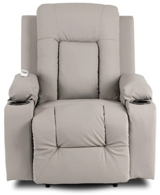 Fotel Masujący BOX Rozkładany Wypoczynkowy z Podnóżkiem Szary Ekoskóra Nowoczesny