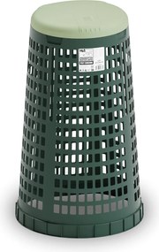 Plastikowy kosz na worki na odpady 120 l, zielony, zielone wieko