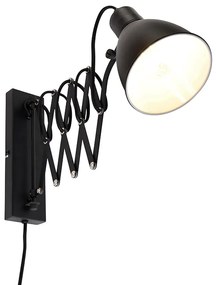 Industrialna lampa ścienna czarna z regulowanym ramieniem - MerlePrzemysłowy Oswietlenie wewnetrzne