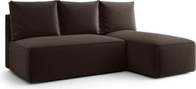 Brązowa sofa narożna z funkcją spania T3-L50
