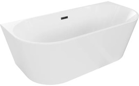 Mexen Oval wanna wolnostojąca przyścienna 160 x 80 cm, biała, przelew czarny - 52671608000-70