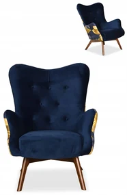 Fotel uszak Luna Print Duo granat Monstera Family