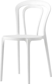 Zestaw 2 nowoczesnych krzeseł optycznie białych "Caffè" z polipropylenu, sztaplowanych, do użytku wewnątrz i na zewnątrz, cm 53x53 83h