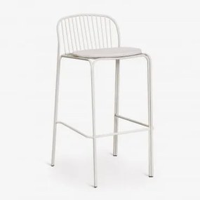 Pack 2 Wysokich Stołków Ogrodowych Z Stali Anerina ↑75 Cm & Gardenia Biel & Biało-szary - Sklum