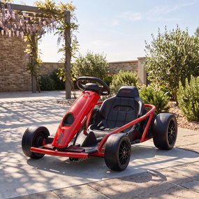 HOMCOM 24 V elektryczny gokart dla dzieci do 13 km/h z funkcją driftu, 2 silniki, dla 8–12 lat, czerwony | Aosom PL