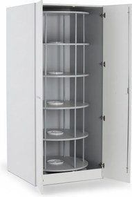 Szafa z obrotowym regałem na segregatory, 5 poziomów, zamykana na klucz, biały