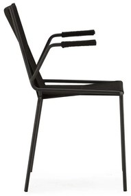 Czarne metalowe krzesła zestaw z podłokietnikami/sztaplowane 2 szt. Emily – Marckeric
