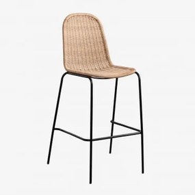 Zestaw 4 Składanych, Wiklinowych Stołków Ogrodowych Reiven Czarna & ↑75 Cm - Sklum