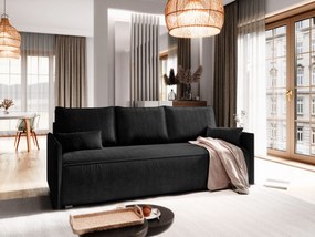 Masseno Sofa MESTOR z funkcją spania i pojemnikiem na pościel, Rozkładana sofa - Czarny, POSO 135