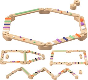 AIYAPLAY Zestaw Belka Balansowa dla Dzieci z Drewna, dla Dzieci 3-8 Lat, Dwustronne Deski do Balansowania dla Zabawnej Koordynacji