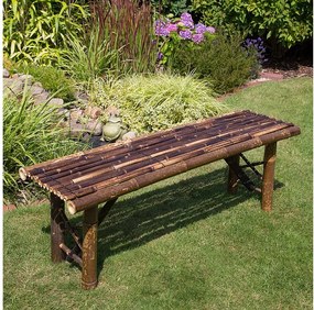 Ławka ogrodowa 44x120x36 cm, brązowa, bambusowa, siedzisko, na zewnątrz, taras, natura