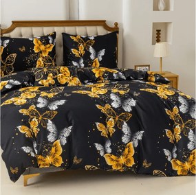 PrzytulneMieszkanie.pl PrzytulneMieszkanie.pl Pościel z mikrofibry GOLD BUTTERFLY czarna Rozmiar pościeli: 70 x 90 cm | 140 x 200 cm