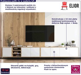 Komplet wiszących szafek rtv dąb wotan + biały - Avila 15X