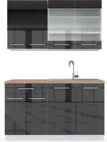 Pojedyncza kuchnia antracytowy wysoki połysk/biały 140x60x81.6 fame-line