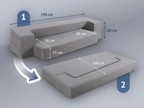 Sofa-materac 2w1 jasnoszara  szary