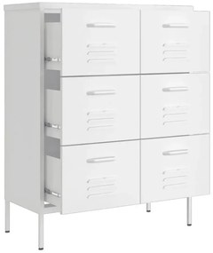 Biała stalowa szafka gospodarcza z 6 szufladami R8-Z02