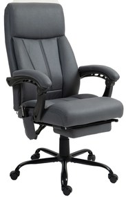 Vinsetto Fotel biurowy z masażem funkcja podgrzewania regulowane oparcie z podnóżkiem do 120 kg ciemnoszary | Aosom PL