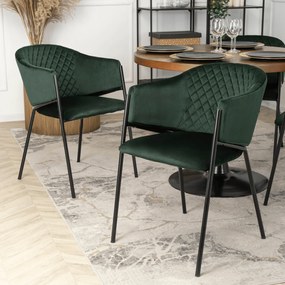 Krzesło Tapicerowane do Salonu INNES 2 Zielone Welurowe Nowoczesne Loft