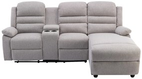 Kanapa narożna prawostronna z funkcją relax z tkaniny beżowej MACEDONIA