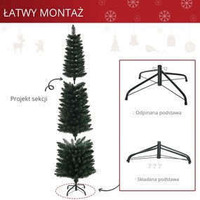 HOMCOM Choinka 180 cm, wysoce realistyczna, 380 gałęzi, niepalna, stabilna podstawa, Zielona | Aosom PL