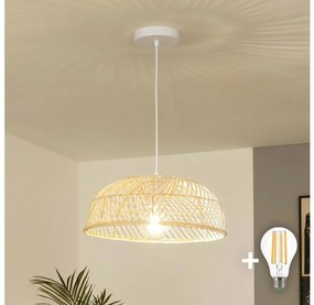 Brilagi - Lampa LED wisząca na lince CERIA BOHO 1xE27/40W/230V Ø 40 cm, rattan