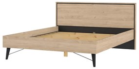 Łóżko dwuosobowe w dekorze dębu ze stelażem 160x200 cm w naturalnym kolorze Ry – Tvilum