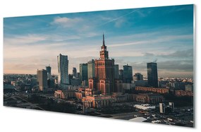 Obraz na szkle Warszawa Wieżowce panorama wschód słońca