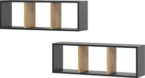 Półka ścienna antracyt/złoty dąb 90x22x30 tomy