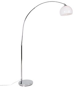 Luk Nowoczesna lampa łukowa chromowana z białym kloszem - Arc Basic Nowoczesny Oswietlenie wewnetrzne