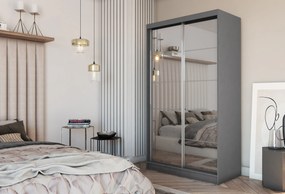 Szafa Przesuwna FIORELLA 120 cm z Lustrem Szafa Dwudrzwiowa Szara