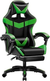 Fotel gamingowy Games krzesło biurowe obrotowe z podnóżkiem + masaż : Kolor fotela - Zielony