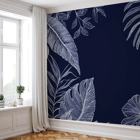 Fototapeta - Linie tropikalnych liści (196x136 cm)