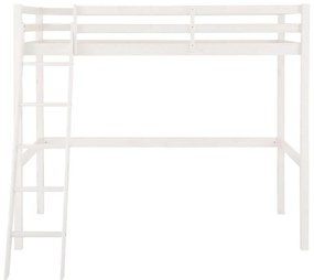 Białe wyższe łóżko z drewna sosnowego Støraa Alpi2